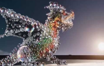 Sora Video: a dragon made of bubbles